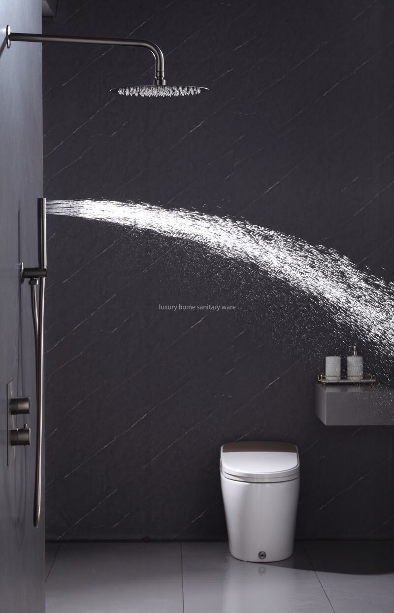 High-quality Electroplating Shower Faucet Set Waterfall Rain Mixer System Villa Hotel Hidden Brass factory