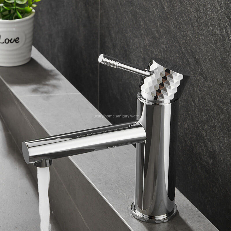 Hot-selling Basin with Short Straight Mouth-carved Handle-electroplating Bathroom Basin Faucet manufacture