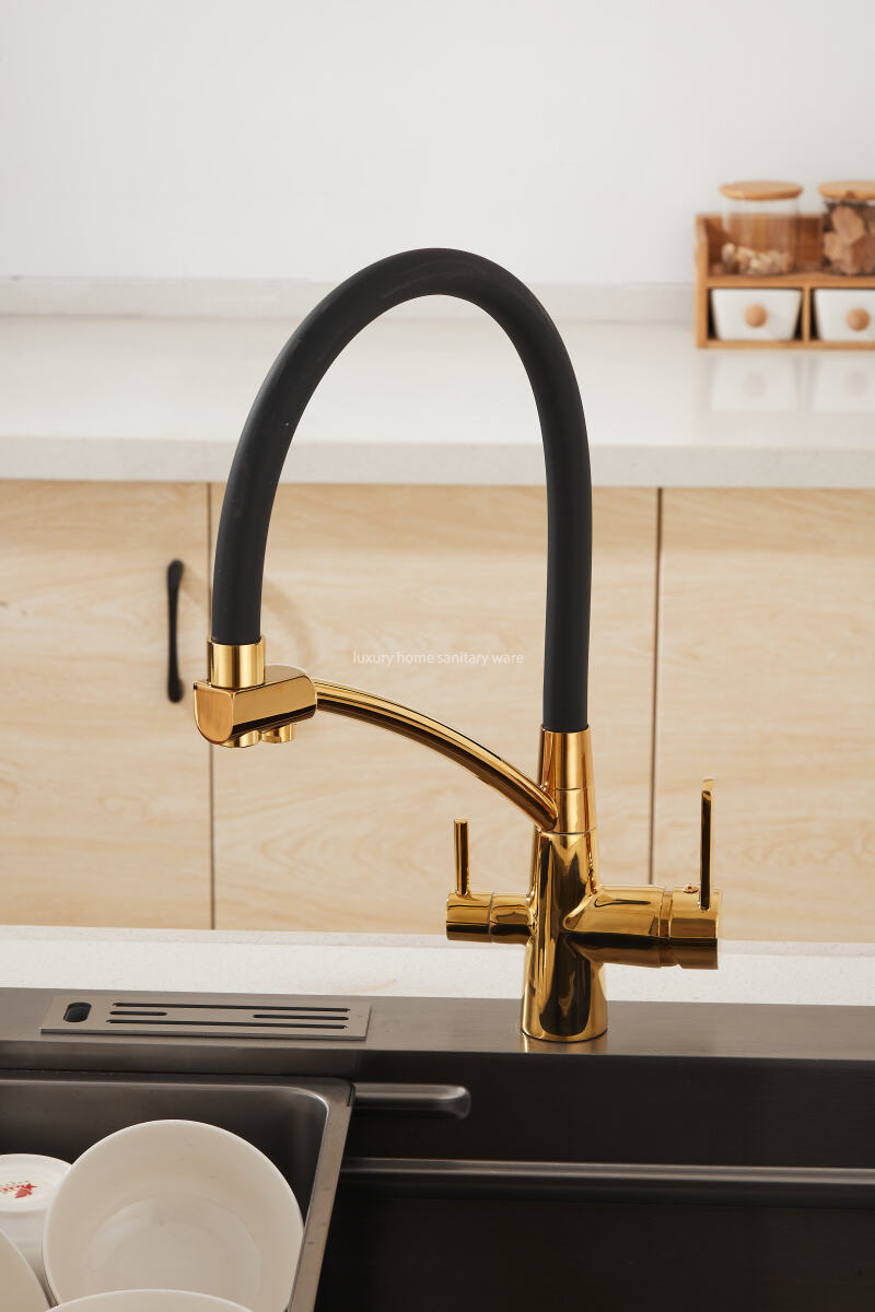 Factory Direct Pointed Four-way Hose Water Purifier-black Kitchen Faucet Universal Rotating Deck Installation manufacture