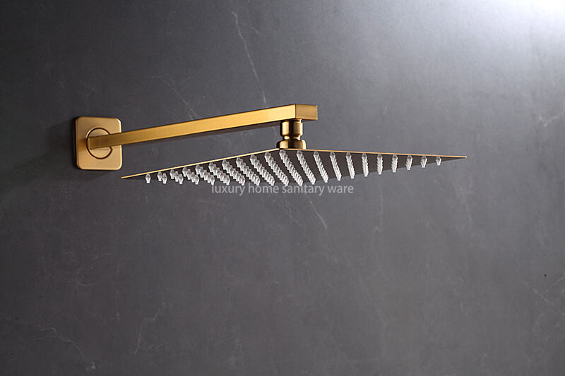 High Quality Brass Waterfall Thermostatic Shower Set Hotel Bathroom Concealed Brushed Gold Shower Faucet with Hand Shower details