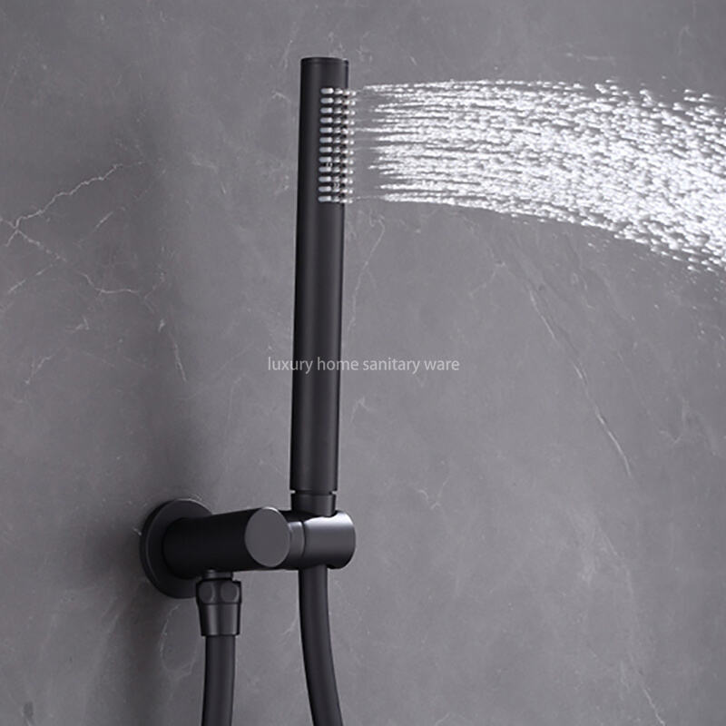 Concealed Built-in Shower Shower Set Round Thick Top Spray Built-in Hotel Bathroom Black Shower Set manufacture