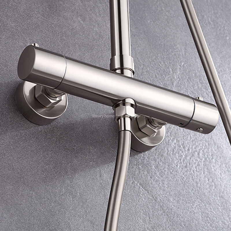 High-quality Round bar Constant Temperature Sunflower Hand-sprayed Rain Shower Faucet Kit with Adjustable Height. manufacture