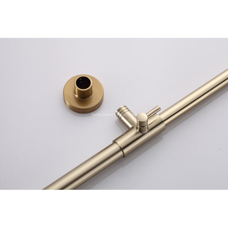 Modern Home Fashion Wind Round Stick Constant Temperature Small Round Stick Hand-painted Brushed Gold Full Shower Set. manufacture