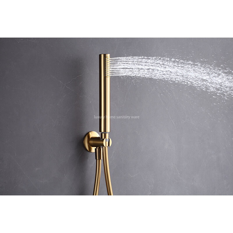 Modern Constant Temperature Shower Set Brass Hidden Shower Faucet Bathroom Brushed Gold Shower Faucet Set manufacture