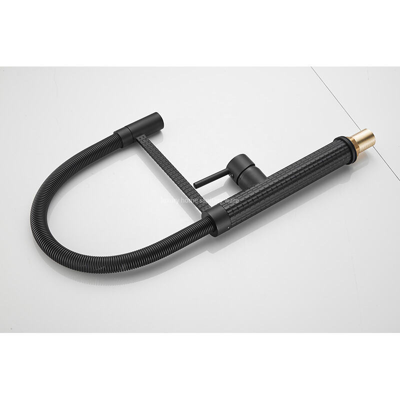 Factory Direct New Design Kitchen Faucet Corrugated Dense Spring Kitchen Faucet-black Kitchen Faucet factory