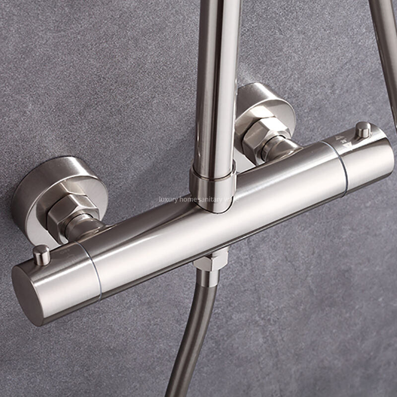 High-quality Round bar Constant Temperature Sunflower Hand-sprayed Rain Shower Faucet Kit with Adjustable Height. supplier