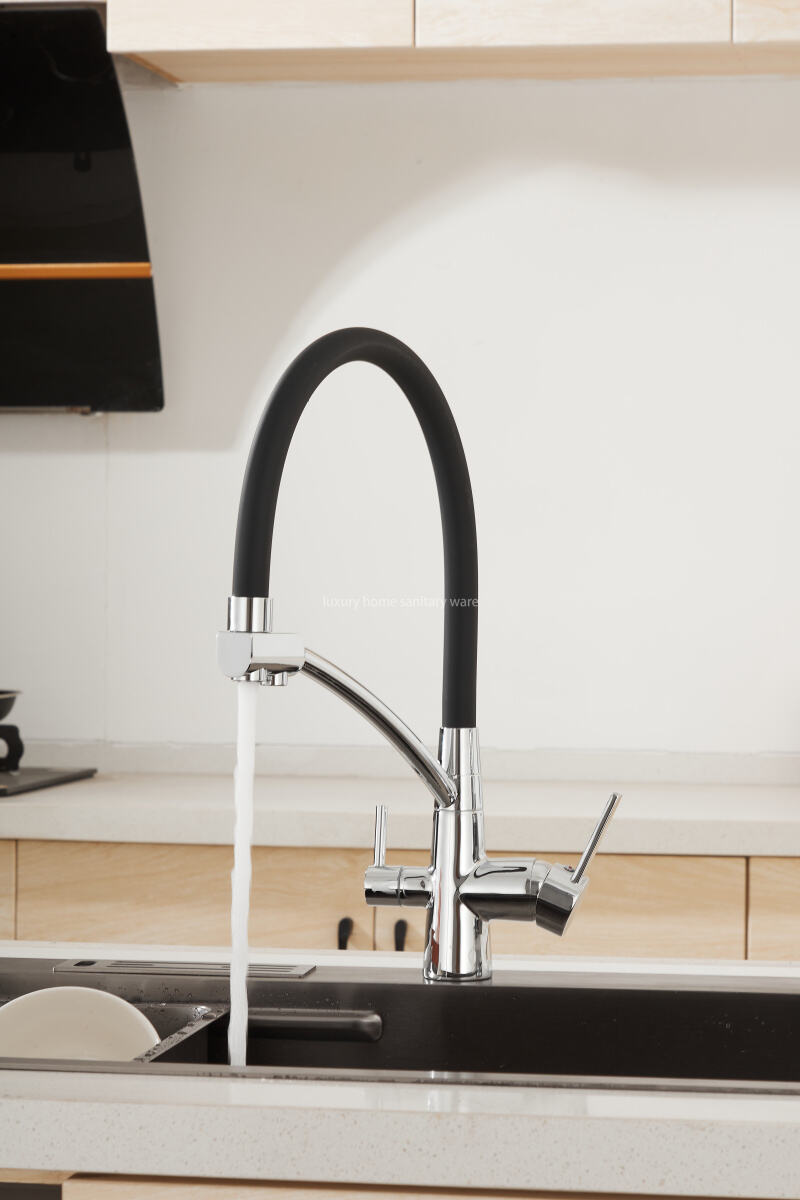 Hot-selling Modern sharp Four-way Leather Tube Water Purifier-electroplating Kitchen Faucet 360-degree Rotating Faucet factory