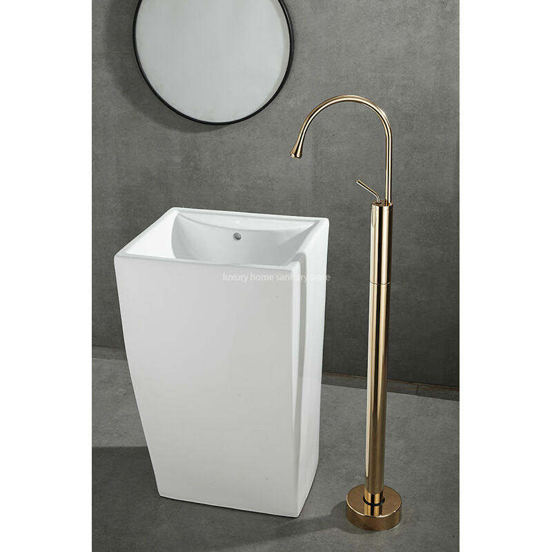 Deluxe Bathroom Floor-to-floor Dripping Zirconium Gold Faucet Floor-to-floor Faucet Base Basin Independent Bathtub Faucet factory