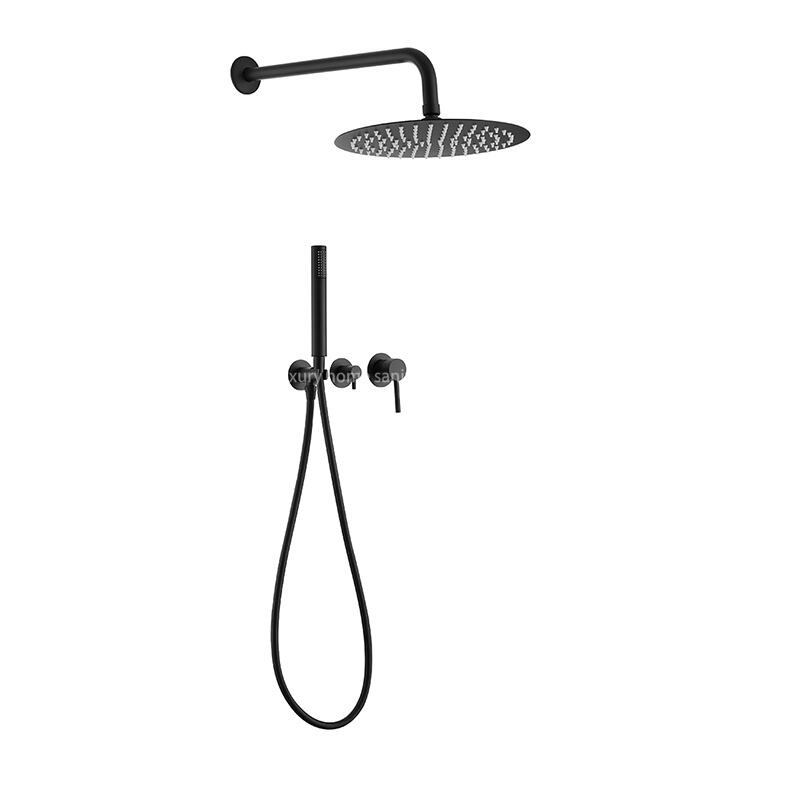 Factory Direct Black Shower Suit Wall-mounted High-pressure Shower Faucet Suit Household Concealed Bathroom Shower Faucet supplier