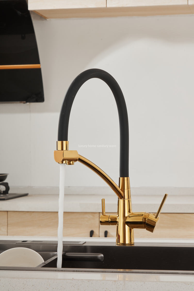 Factory Direct Pointed Four-way Hose Water Purifier-black Kitchen Faucet Universal Rotating Deck Installation factory