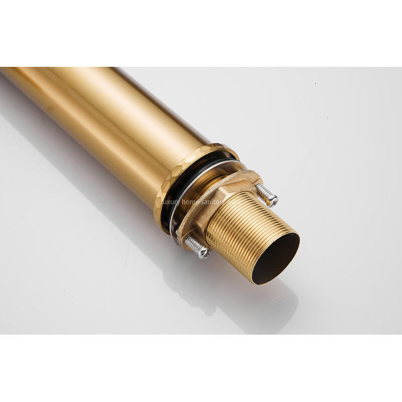 Hot-selling Basin with High Straight Mouth-carved Handle-brushed Gold Bathroom Faucet Hot and Cold Mixer supplier