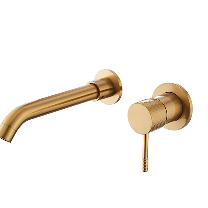 Factory Outlet Concealed Carved Handle Brushed Gold Luxury Brass Hidden Basin Bathroom Faucet Gold Ceramic Faucet Wall-mounted. supplier