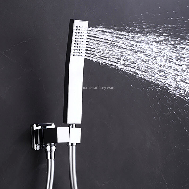 High Quality Concealed Shower Set Wall Mounted Shower Faucet Thermostatic Square Shower System Rain Waterfall supplier