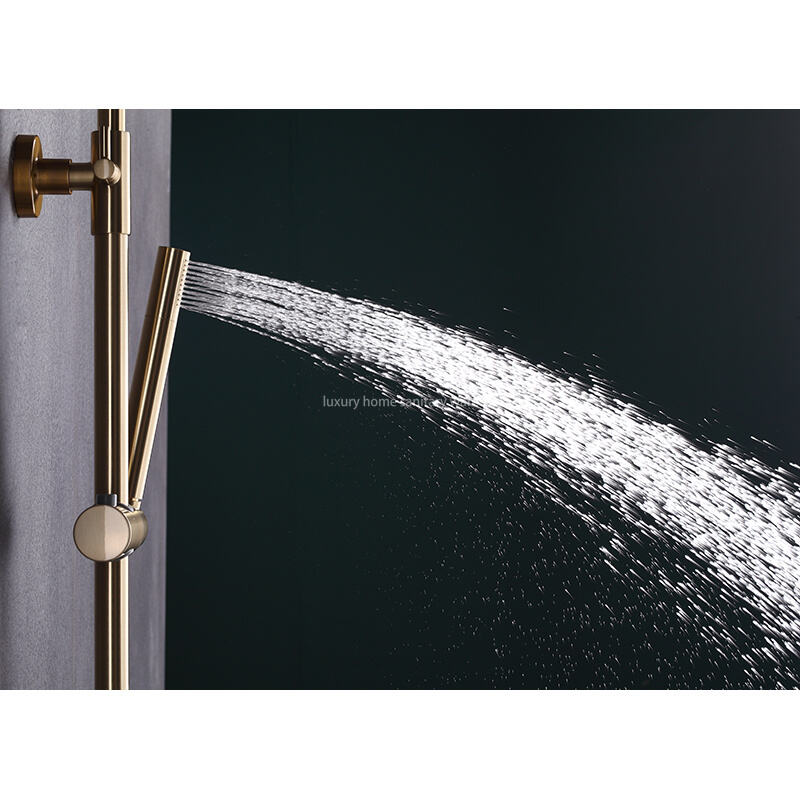 Modern Home Fashion Wind Round Stick Constant Temperature Small Round Stick Hand-painted Brushed Gold Full Shower Set. manufacture