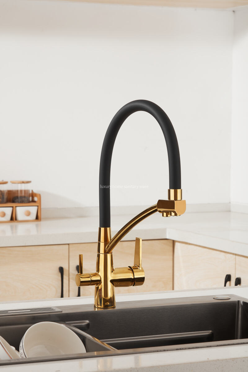 Factory Direct Pointed Four-way Hose Water Purifier-black Kitchen Faucet Universal Rotating Deck Installation details