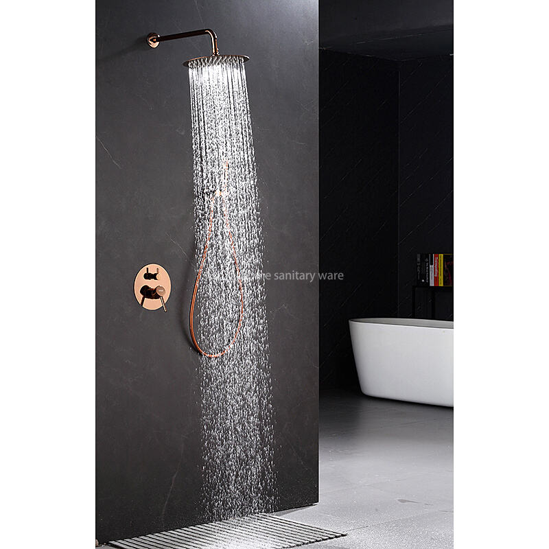 Best Selling Rose Gold Concealed Shower Set Modern Home Hotel Bathroom Shower Faucet with Hand Shower factory