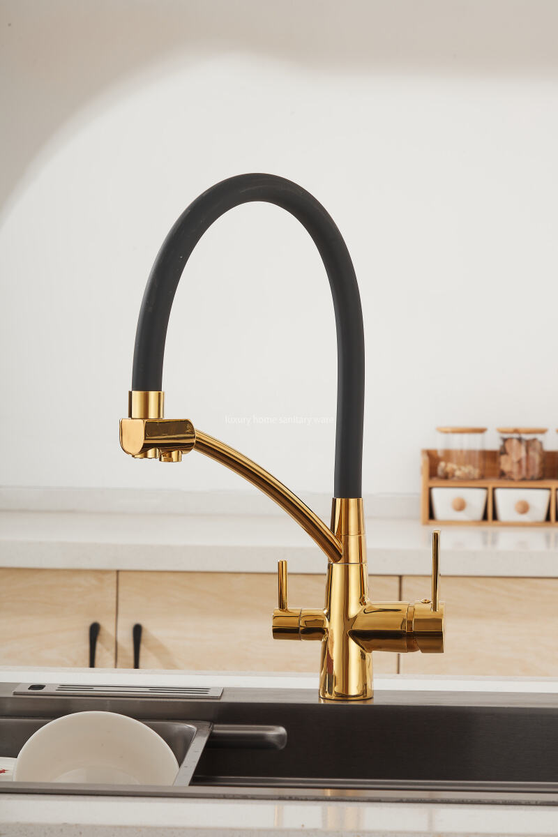 Factory Direct Pointed Four-way Hose Water Purifier-black Kitchen Faucet Universal Rotating Deck Installation factory