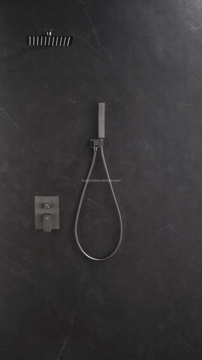 Matte Black Round Bathroom Bathtub Shower System Set Constant Temperature Shower Faucet Rain Shower Mixer factory