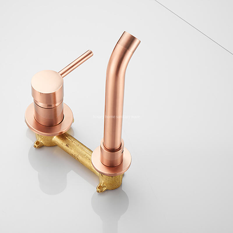 Factory-customized Modern Single-handle Wall-mounted Brass Basin Faucet Drawing Cold and Hot Water Mixer Faucet 2-hole Bathroom. factory