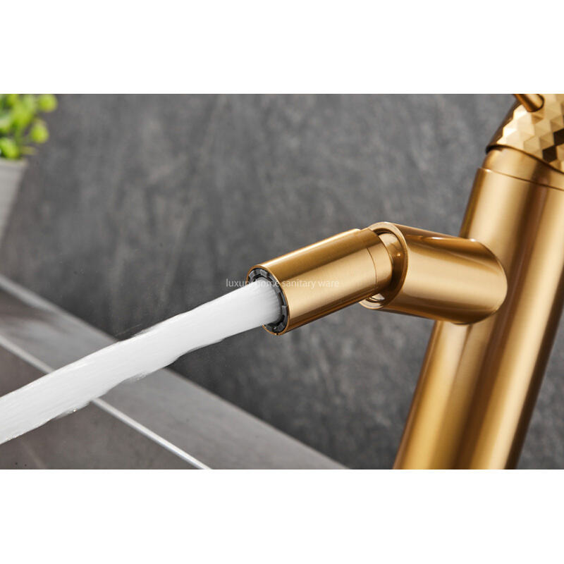 Luxury Home New Basin Washbasin Long Mouth-carved Handle-brushed Gold Bathroom Bidet Faucet Table details