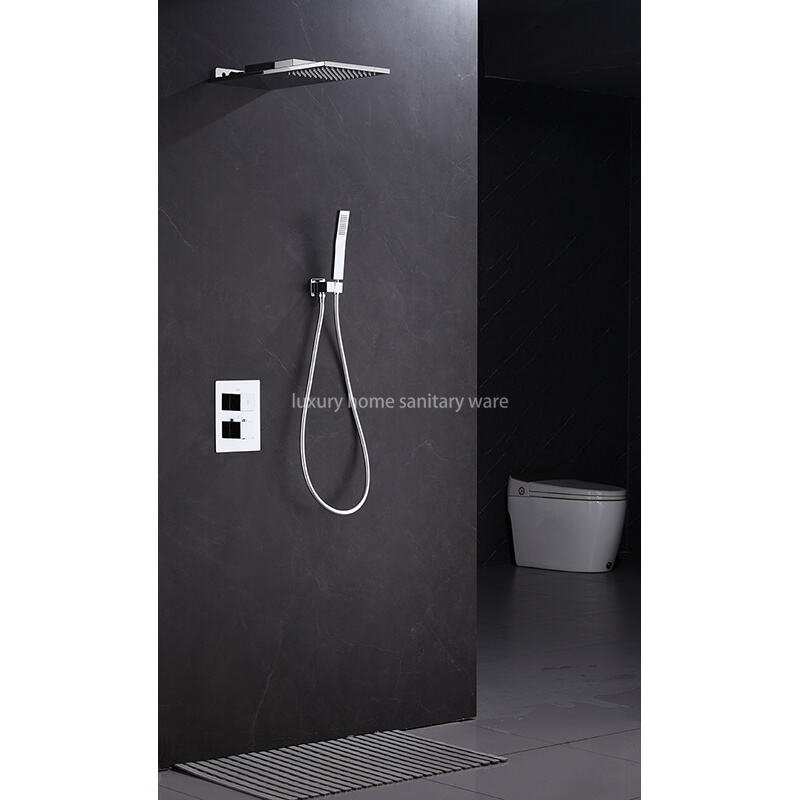 Modern Bathroom Shower Faucet Hidden Installation Luxury Shower System Large Top Spray square Shower Set details