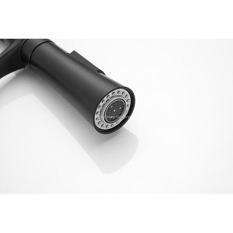 Best-selling Modern Simple Leather Tube Tee-black Kitchen Faucet Pull Mixer Sink Faucet Single Handle Deck Installation Ceramics manufacture