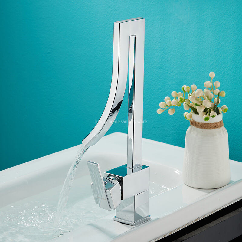 Factory Direct Creative Door Tube-electroplating Waterfall Basin Faucet Stainless Steel Bathroom Sink Mixer Faucet supplier