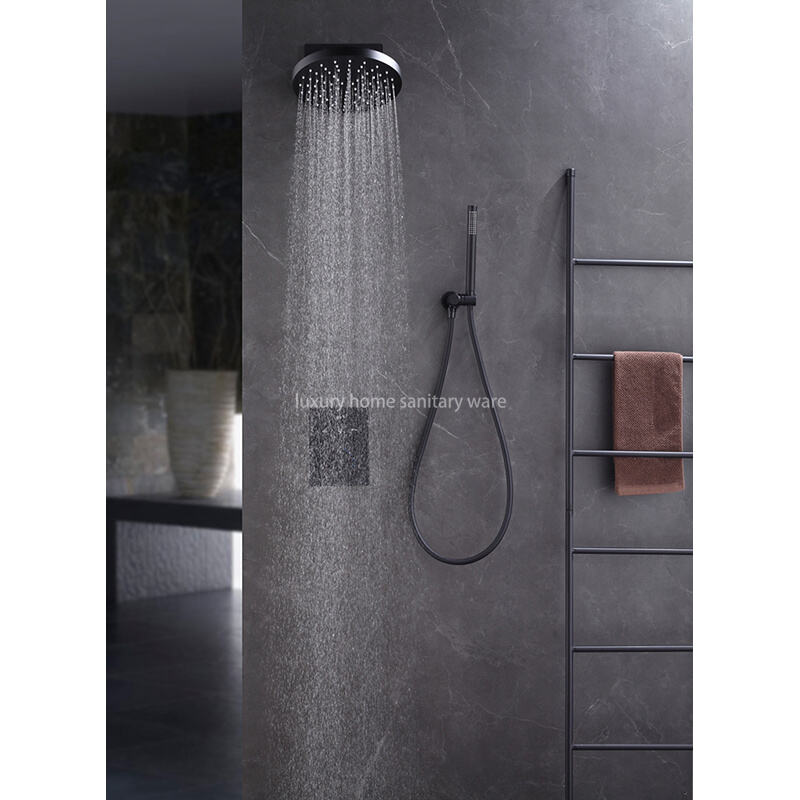 Concealed Built-in Shower Shower Set Round Thick Top Spray Built-in Hotel Bathroom Black Shower Set manufacture