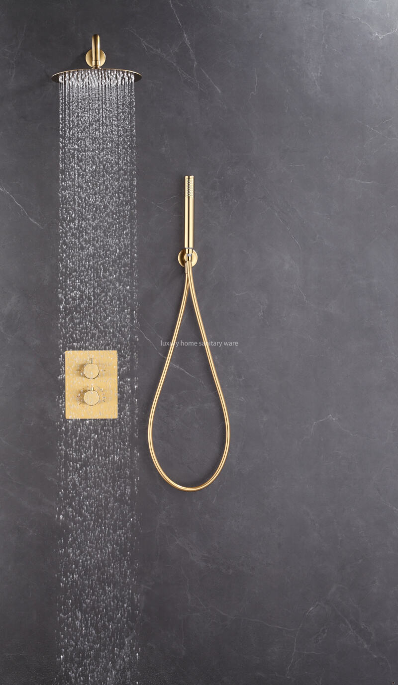 Modern Constant Temperature Shower Set Brass Hidden Shower Faucet Bathroom Brushed Gold Shower Faucet Set supplier
