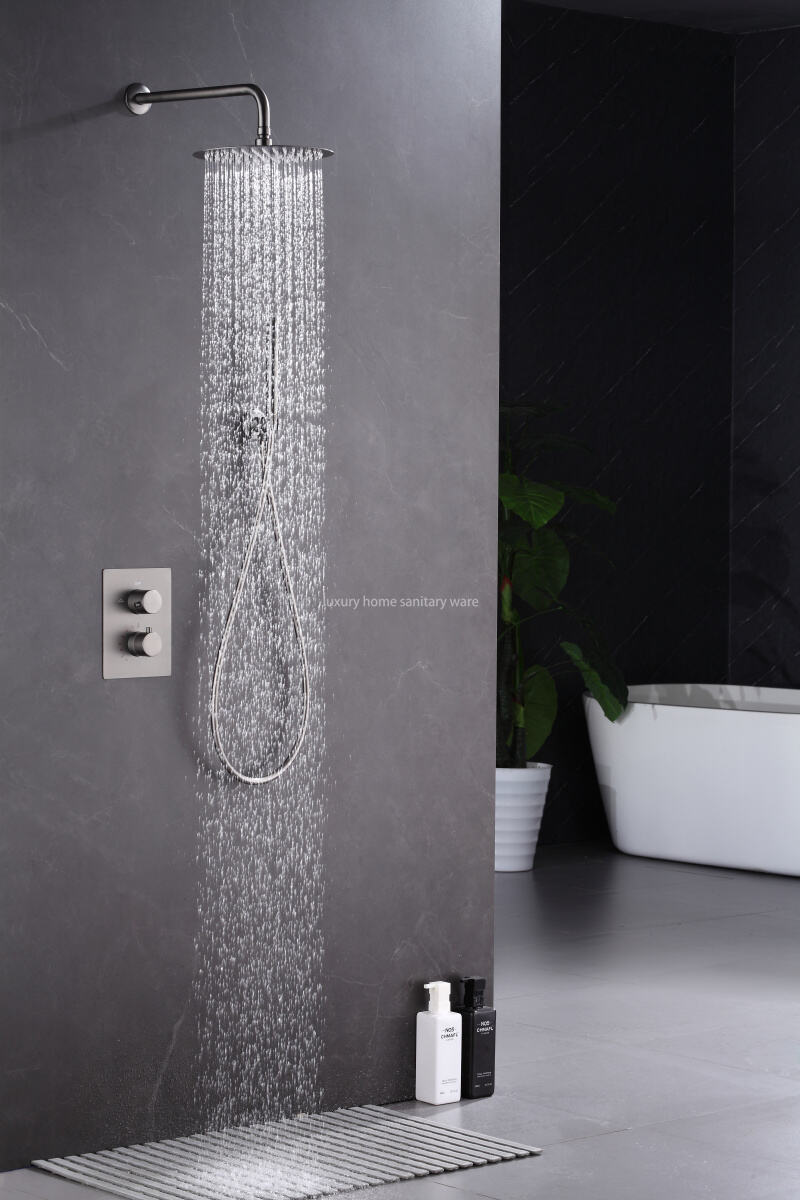 High-quality Electroplating Shower Faucet Set Waterfall Rain Mixer System Villa Hotel Hidden Brass factory