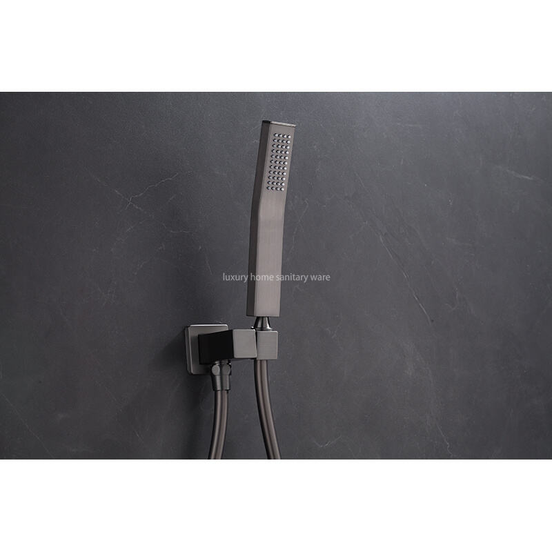 Matte Black Round Bathroom Bathtub Shower System Set Constant Temperature Shower Faucet Rain Shower Mixer factory