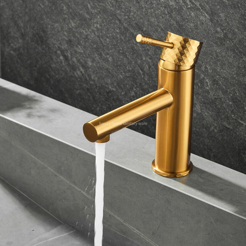 Hot Luxury Home New Bathroom Bidet Faucet Basin Short Straight Mouth-carved Handle-brushed Gold details