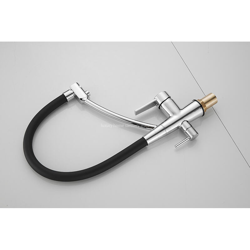 Hot-selling Modern sharp Four-way Leather Tube Water Purifier-electroplating Kitchen Faucet 360-degree Rotating Faucet supplier