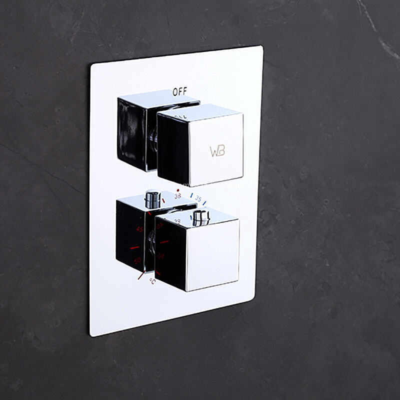 High Quality Concealed Shower Set Wall Mounted Shower Faucet Thermostatic Square Shower System Rain Waterfall details