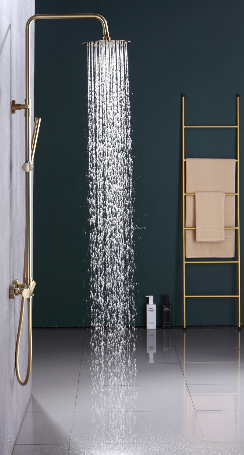 Modern Home Fashion Wind Round Stick Constant Temperature Small Round Stick Hand-painted Brushed Gold Full Shower Set. factory