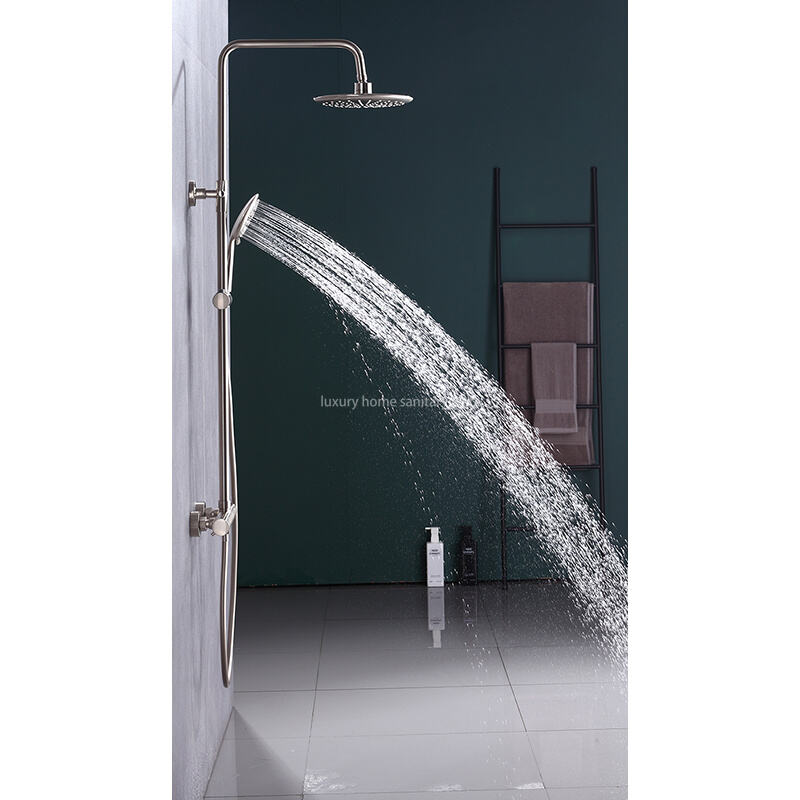 High-quality Round bar Constant Temperature Sunflower Hand-sprayed Rain Shower Faucet Kit with Adjustable Height. details