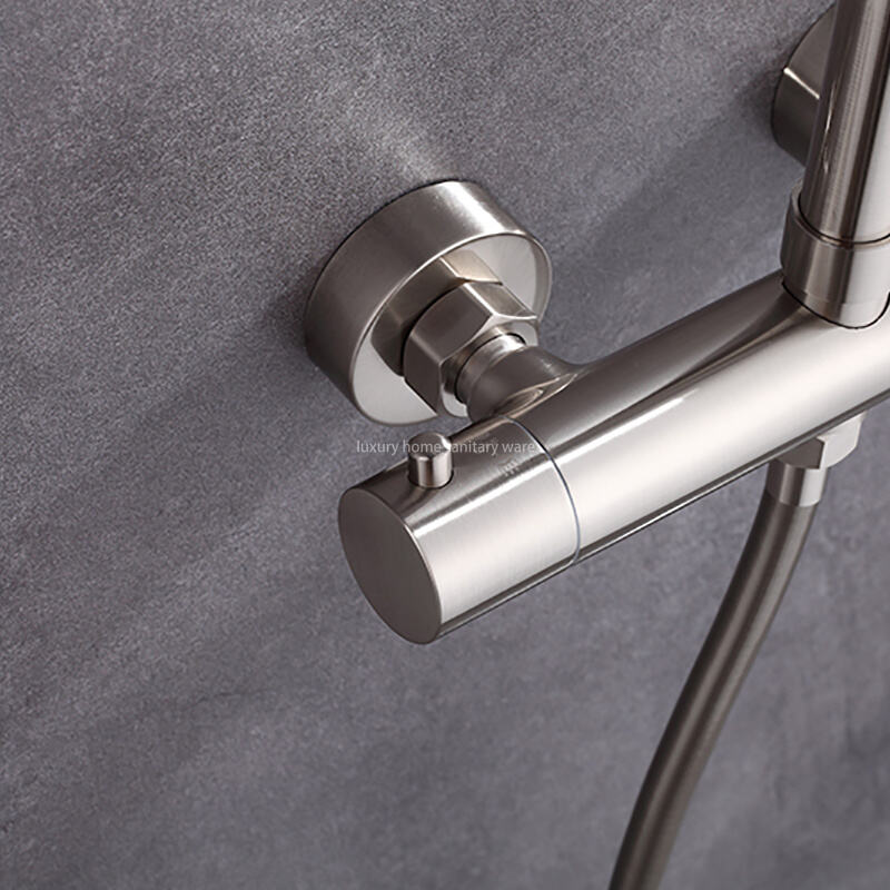 High-quality Round bar Constant Temperature Sunflower Hand-sprayed Rain Shower Faucet Kit with Adjustable Height. manufacture