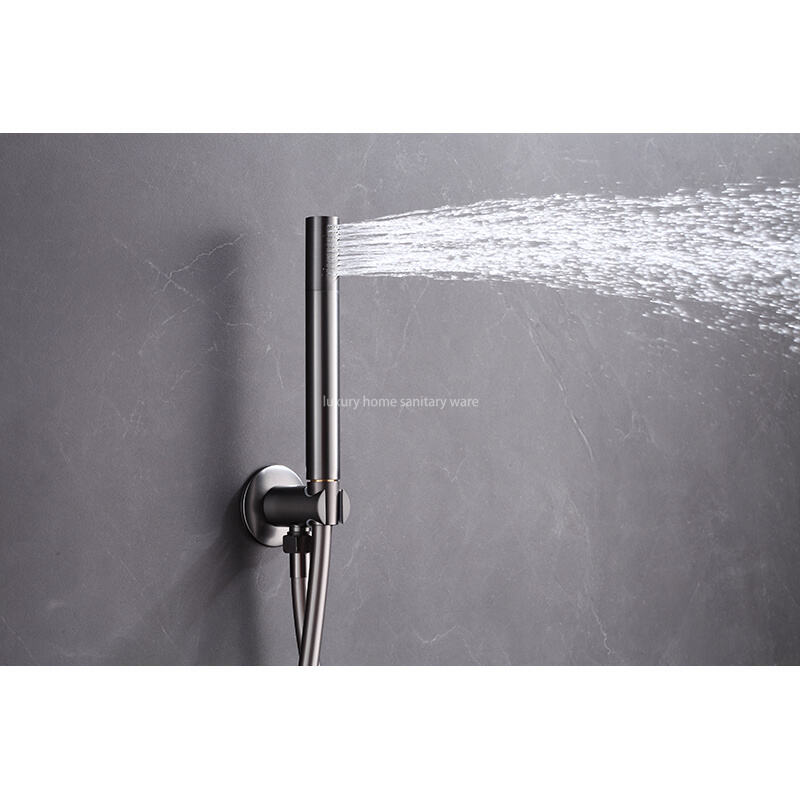 High-quality Electroplating Shower Faucet Set Waterfall Rain Mixer System Villa Hotel Hidden Brass manufacture