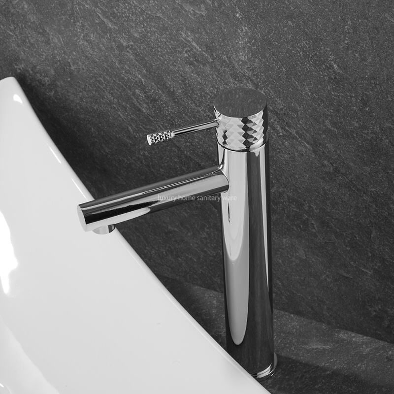 High Bathroom Sink Faucet with Single Hole and Single Handle for Washbasin-carved Handle-electroplated Faucet factory