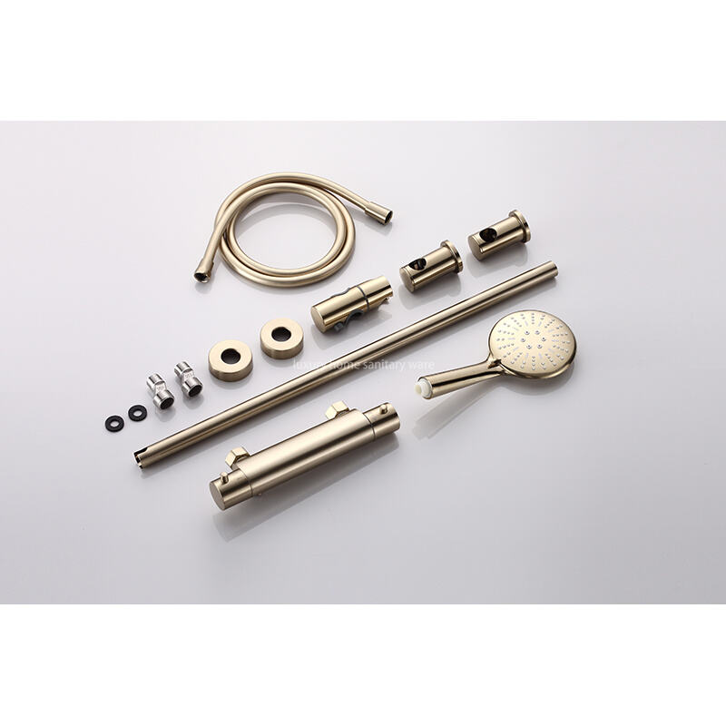 Modern Constant Temperature Shower Set Brass Hidden Shower Faucet Bathroom Brushed Gold Shower Faucet Set factory