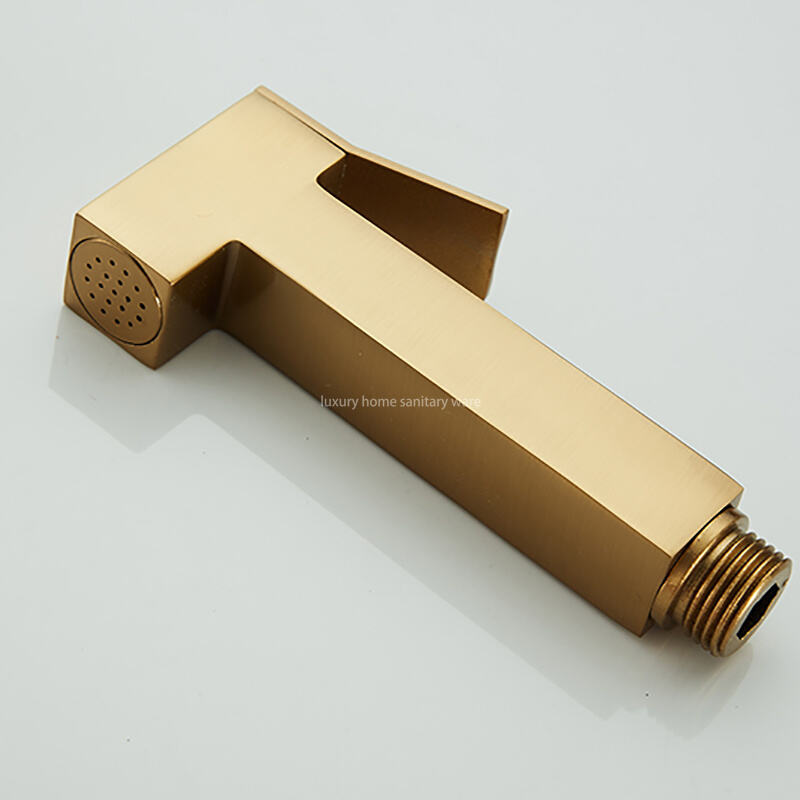 Wall-mounted Spray Gun square Brushed Gold Toilet Flusher Bathroom Sprayer Bidet Faucet Set Bathroom and Shower Faucet details