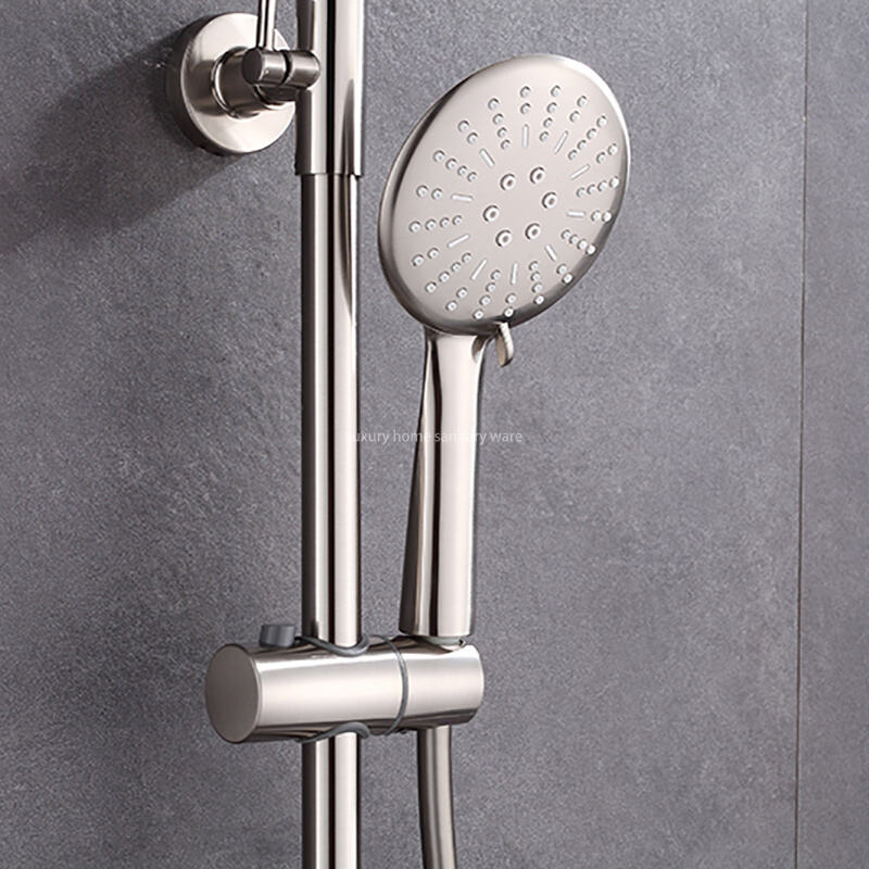 High-quality Round bar Constant Temperature Sunflower Hand-sprayed Rain Shower Faucet Kit with Adjustable Height. factory