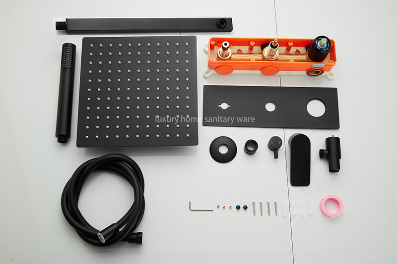 High Quality Hotel Room Brass Shower Faucet Set Concealed Long Panel Modern Bathroom Wall Mounted Shower Set factory