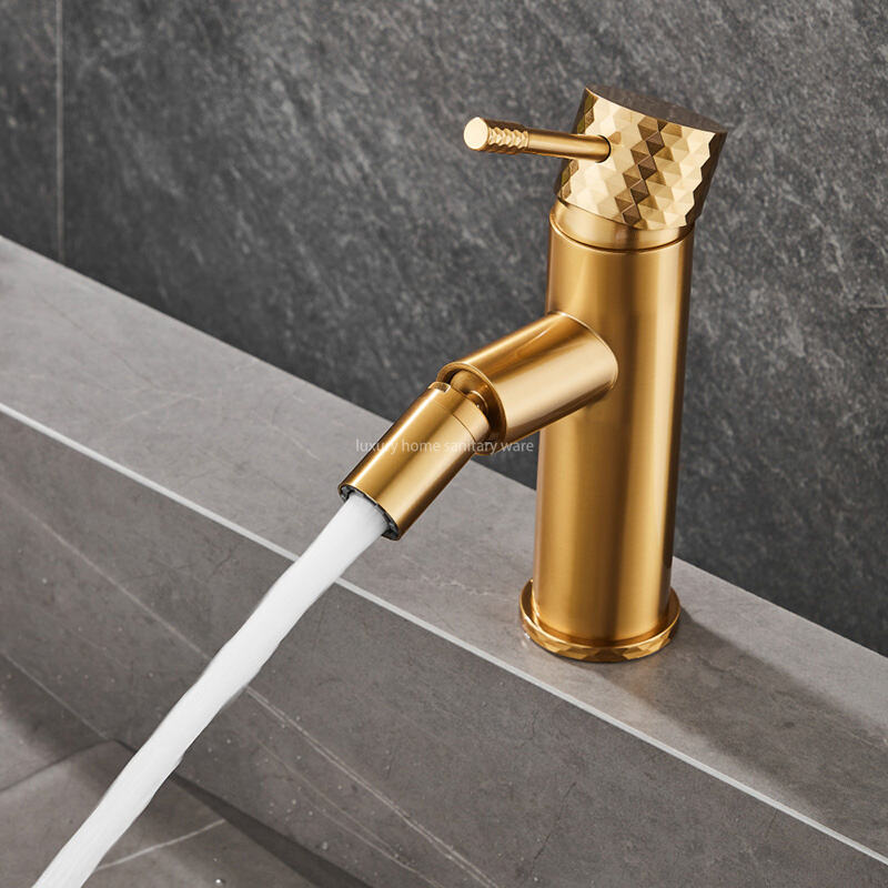 Luxury Home New Basin Washbasin Long Mouth-carved Handle-brushed Gold Bathroom Bidet Faucet Table manufacture