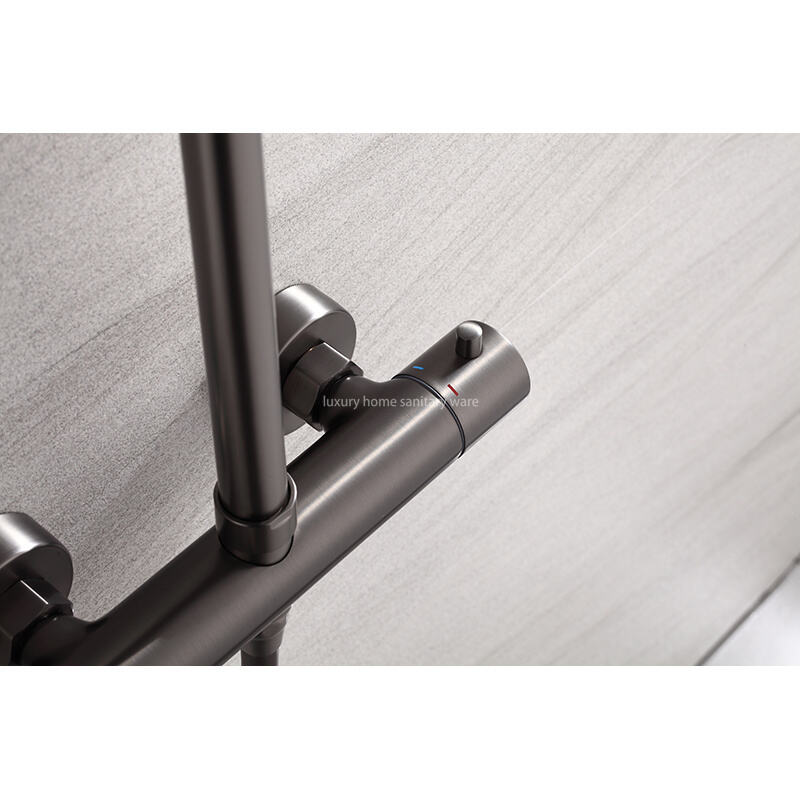 Modern Bathroom Circular Thermostat Mixer Shower Valve Overhead Rain Shower Hand-held Shower Faucet factory