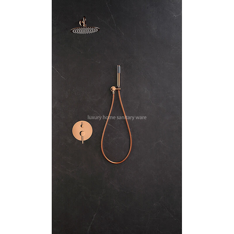 Best Selling Rose Gold Concealed Shower Set Modern Home Hotel Bathroom Shower Faucet with Hand Shower details