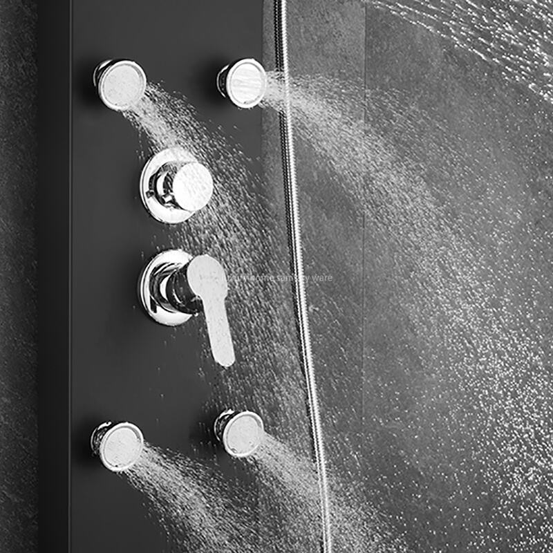 Multi-functional Matte Black Rain Shower Head Panel Tower System Set, Hand-held Sprayer Shower Stand with Massage Nozzle supplier