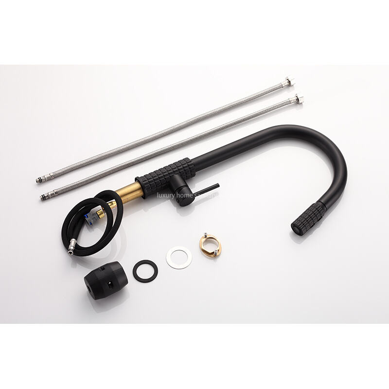 Factory Straight Hair High Quality Modern Single Handle Matte Black Kitchen Sink Faucet Simple Drop-down Sprayer. manufacture