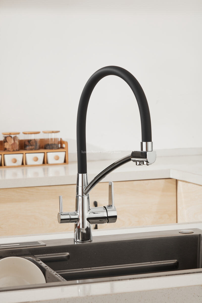 Hot-selling Modern sharp Four-way Leather Tube Water Purifier-electroplating Kitchen Faucet 360-degree Rotating Faucet manufacture