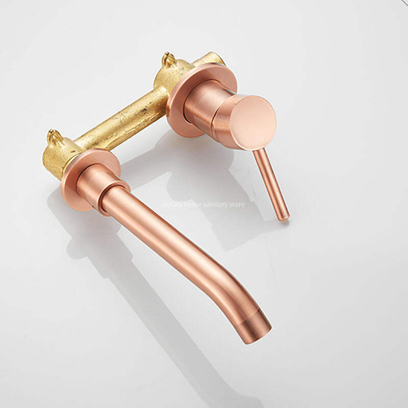 Factory-customized Modern Single-handle Wall-mounted Brass Basin Faucet Drawing Cold and Hot Water Mixer Faucet 2-hole Bathroom. details